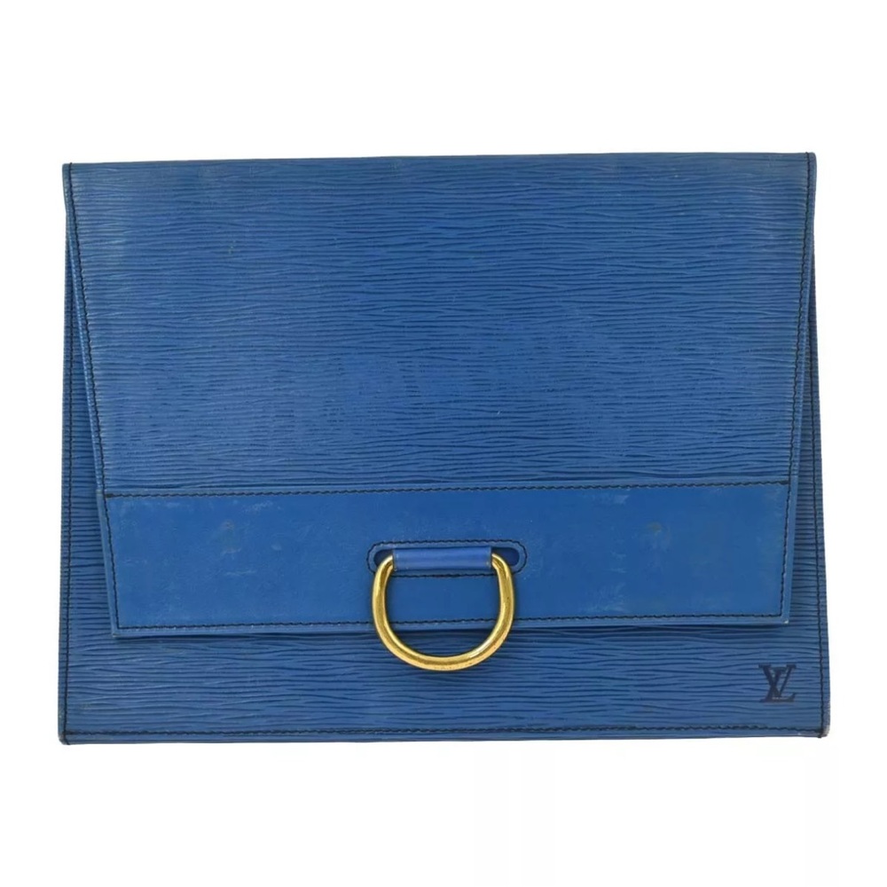 Louis Vuitton Epi Jena Clutch Bag Blue with Dust Bag